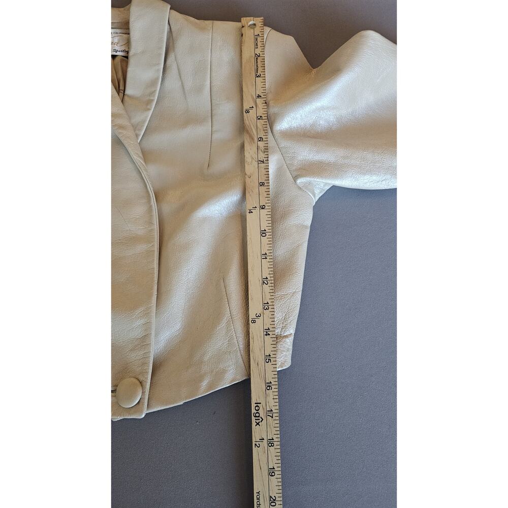 Vintage d’Vara Los Angeles Cropped Cream Leather Jacket Mink Fur Trim 1950s–60s - Picture 7 of 8